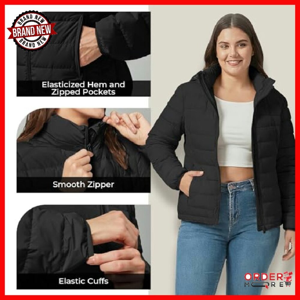 Plus Size Lightweight Down Jacket with Detachable… - image 3
